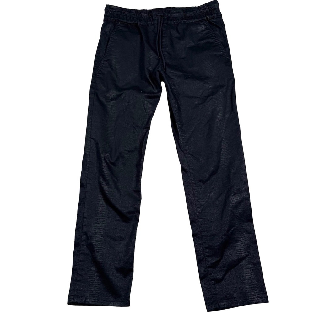 Bevy Flog Pants Womens 30 Black Snake Skin Embossed Drawstring Chino Elastic